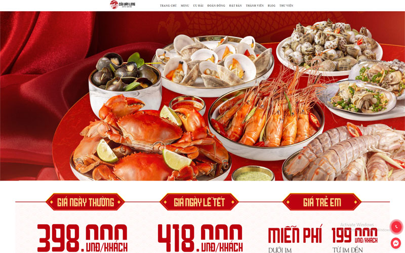 Giao diện thiết kế website nhà hàng